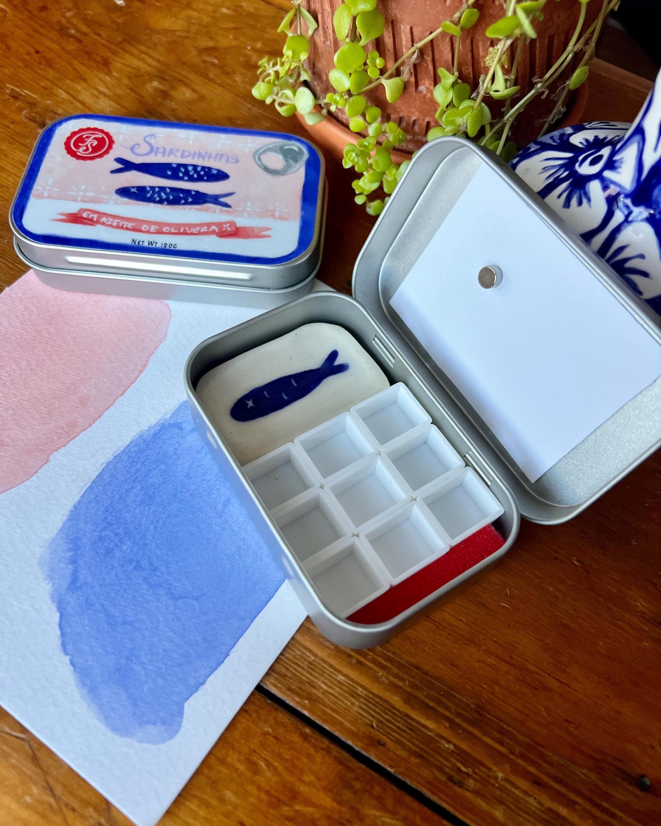 Sardine Tin Watercolor Palette – Portable 9-Well Paint Travel Kit