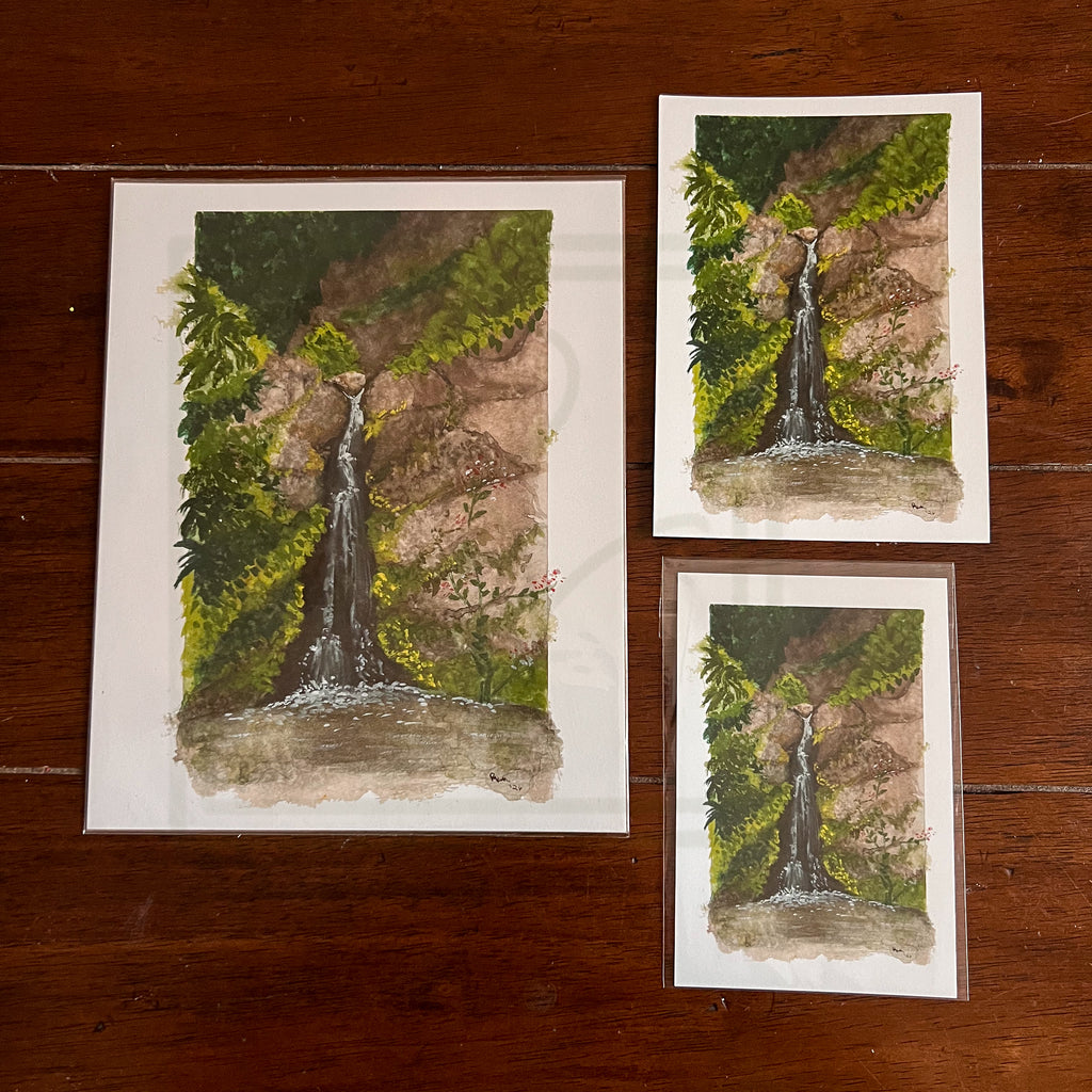 Pequena Cascata – Watercolor Landscape Fine Art Giclée Print
