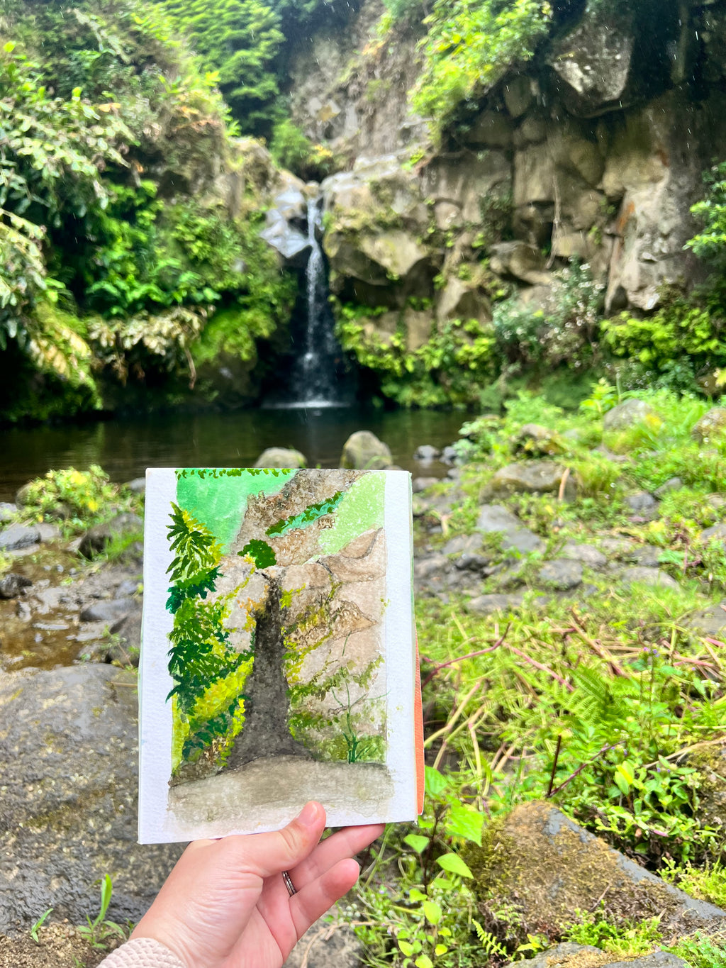 Pequena Cascata – Watercolor Landscape Fine Art Giclée Print