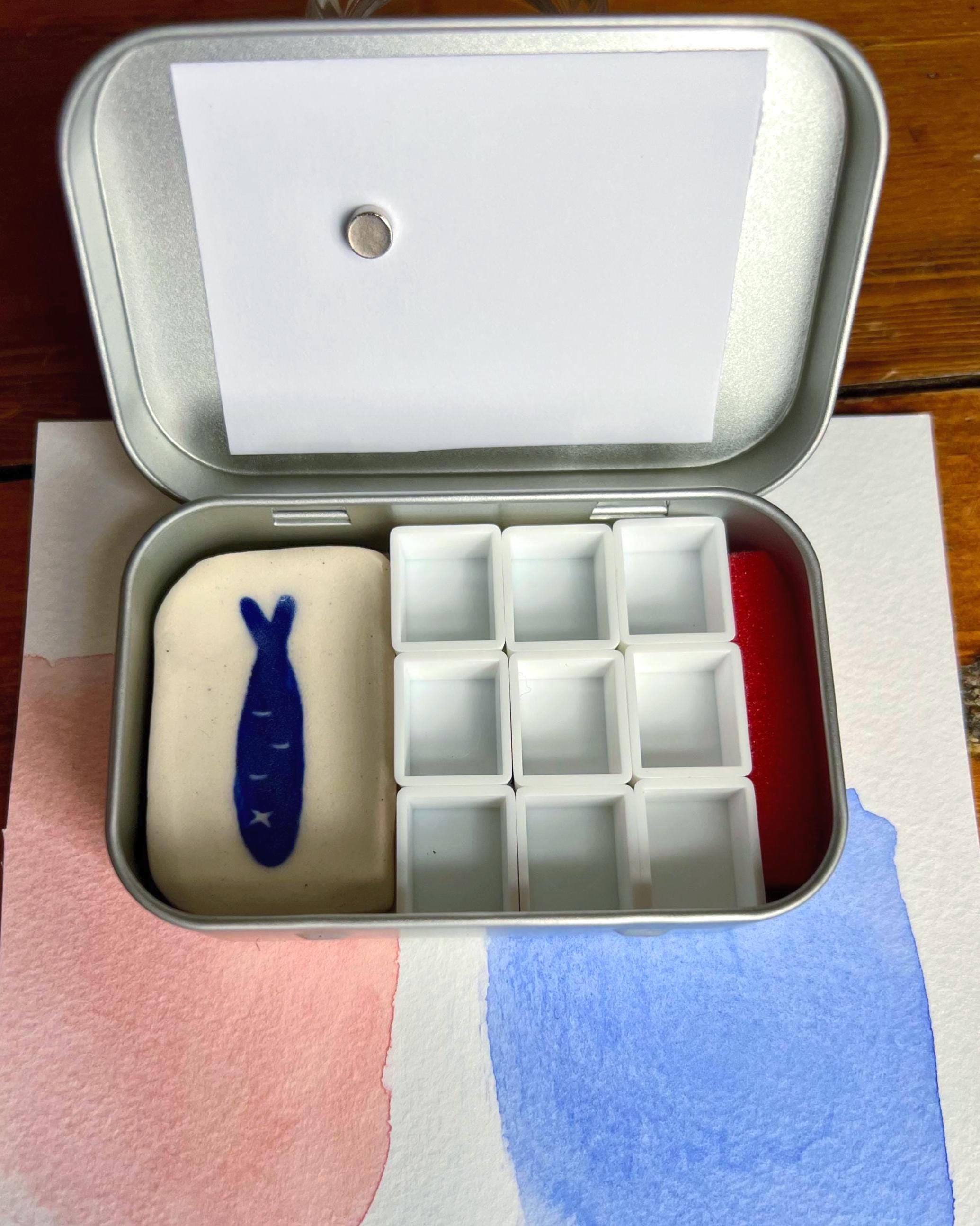 Sardine Tin Watercolor Palette – Portable 9-Well Paint Travel Kit